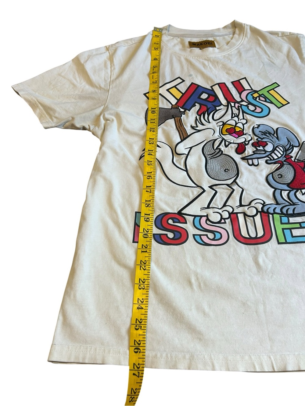 Makobi Trust Issues Graphic Tee White Small Streetwear Y2K - Picture 11 of 13